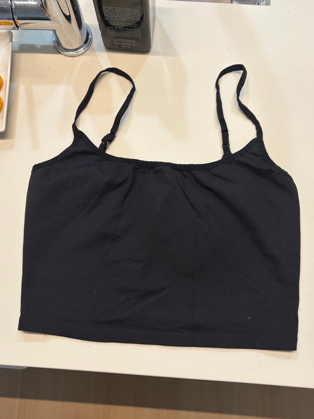 Free People Intimately Black Adjustable-Strap Crop Camisole Tank